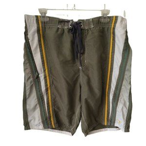 OP Men's Swim Trunks Lined Size Medium Green Side Zip Pocket *Read*